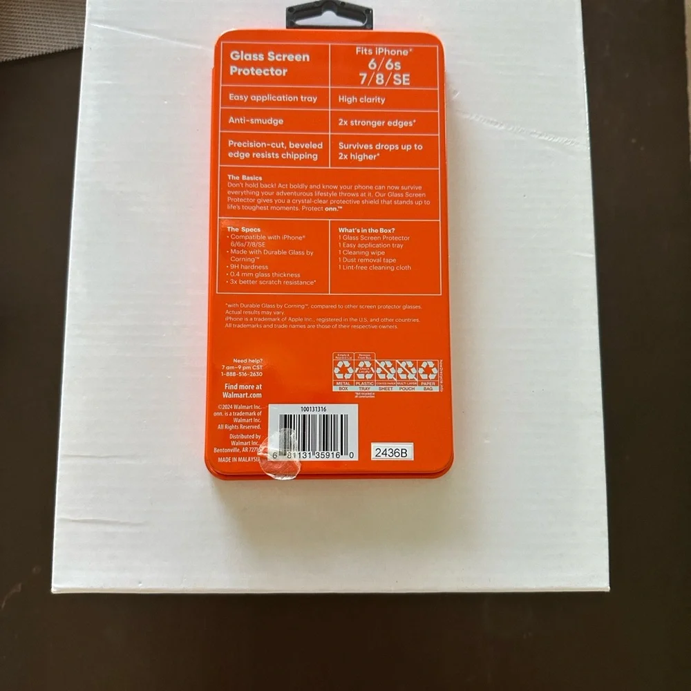 On Running Glass Screen Protector for iPhone 6/6s/7/8/SE - Orange Packaging
